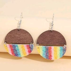 🍉5 for $25* Wood Glitter Rainbow Earrings